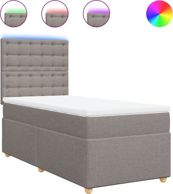 vidaXL Κρεβάτι kontynentalne με στρώμα, taupe, ύφασμα, 100x200 cm