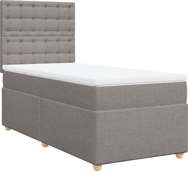 vidaXL Κρεβάτι kontynentalne με στρώμα, taupe, ύφασμα, 100x200 cm
