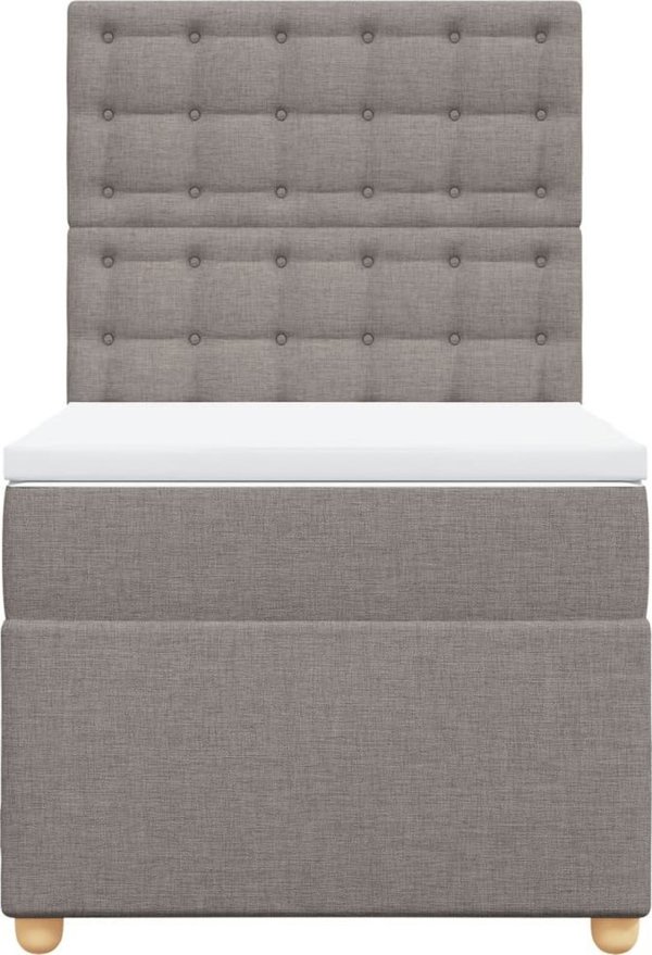vidaXL Κρεβάτι kontynentalne με στρώμα, taupe, ύφασμα, 100x200 cm