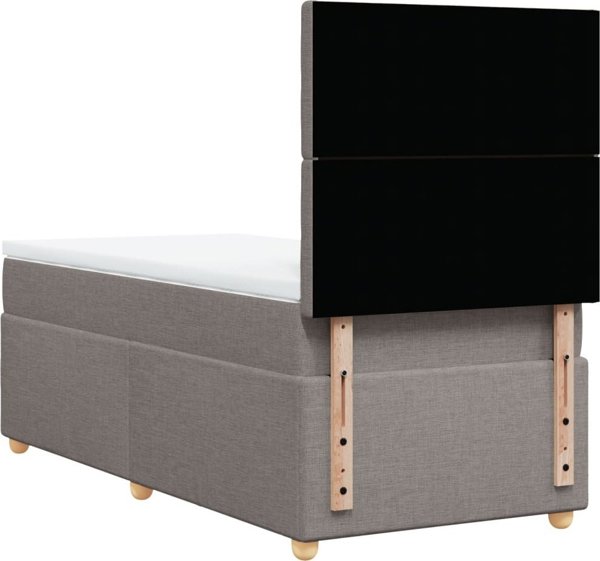 vidaXL Κρεβάτι kontynentalne με στρώμα, taupe, ύφασμα, 100x200 cm