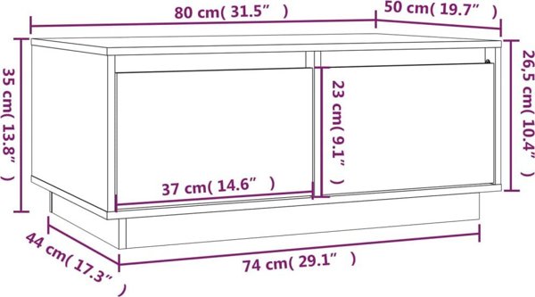 vidaXL Τραπεζάκι σαλονιού, χρώμα μέλι καφέ, 80x50x35 εκ, από μασίφ πεύκο
