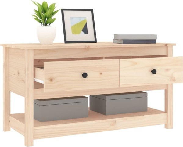 vidaXL Stolik kawowy, 102x49x55 cm, lite drewno sosnowe