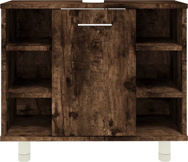 vidaXL Ντουλάπι μπάνιου, καπνιστό δρυς, 60x32x53,5 cm