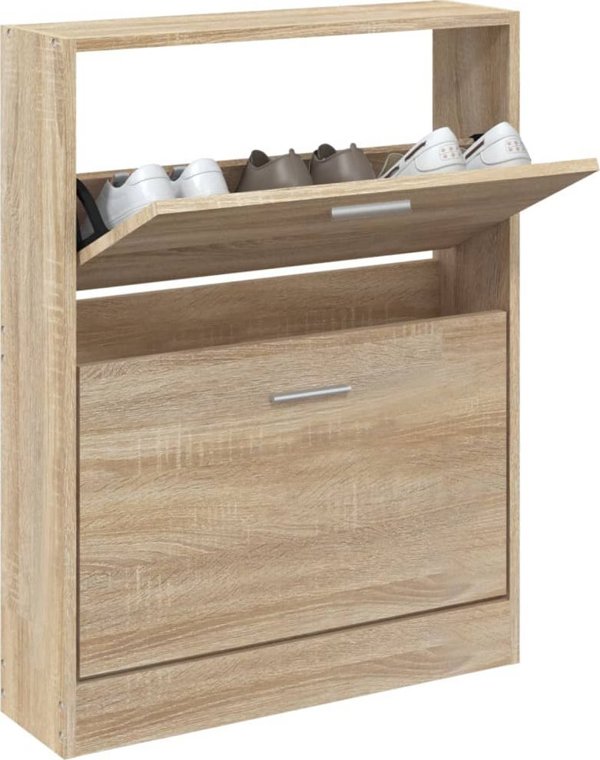 vidaXL Szafka για παπούτσια, δρυς, 59x17x81 εκ., ξυλώδες υλικό