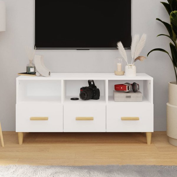 vidaXL Συρταριέρα TV, λευκή, 102x36x50 cm