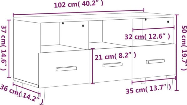 vidaXL Συρταριέρα TV, λευκή, 102x36x50 cm