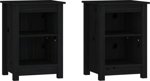 vidaXL vidaXL Szafki nocne, 2 szt., czarne, 40x35x55 cm, lite drewno sosnowe