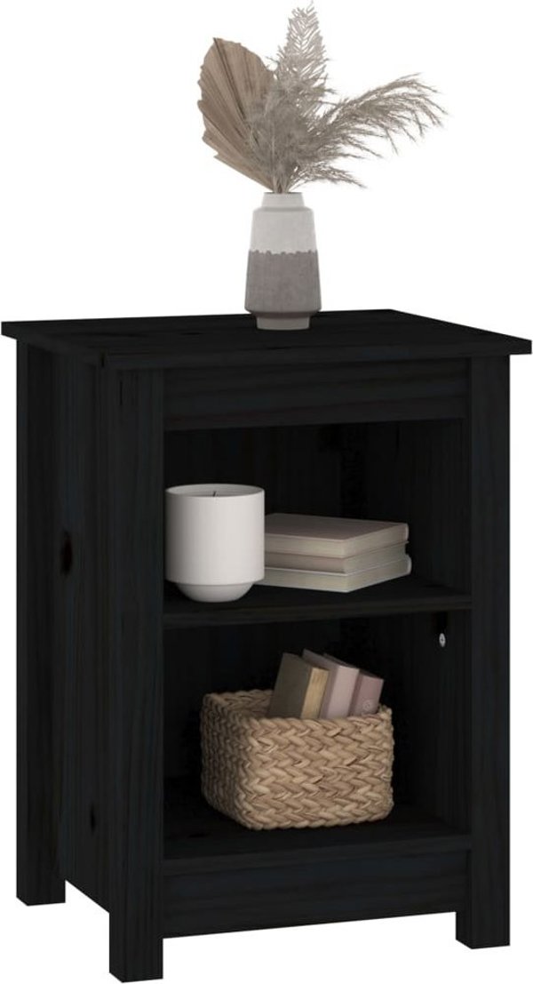 vidaXL vidaXL Szafki nocne, 2 szt., czarne, 40x35x55 cm, lite drewno sosnowe