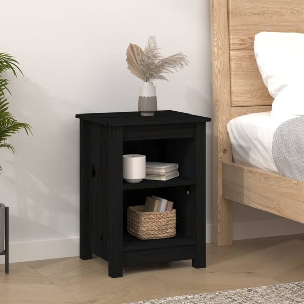 vidaXL vidaXL Szafki nocne, 2 szt., czarne, 40x35x55 cm, lite drewno sosnowe