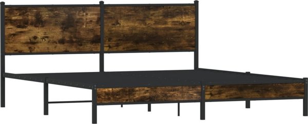 vidaXL Metalowa rama lozka, bez materaca, przydymiony dab, 180x200 cm