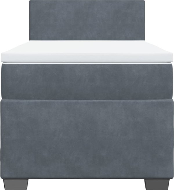 vidaXL Κρεβάτι Continental με Στρώμα, Σκούρο Γκρι Βελούδο, 90x200 cm