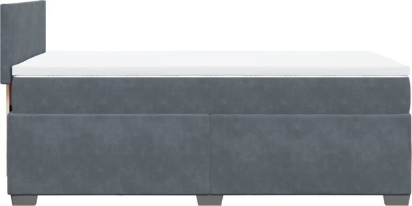 vidaXL Κρεβάτι Continental με Στρώμα, Σκούρο Γκρι Βελούδο, 90x200 cm