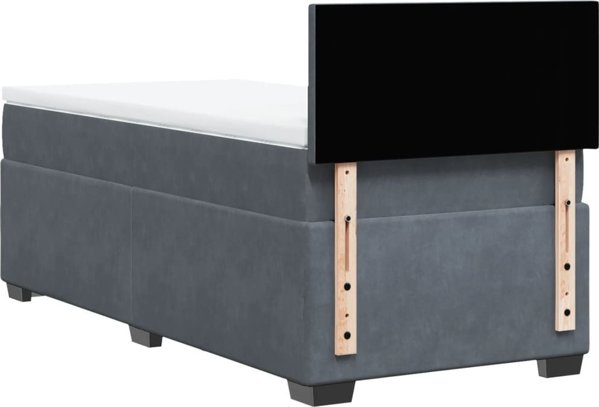 vidaXL Κρεβάτι Continental με Στρώμα, Σκούρο Γκρι Βελούδο, 90x200 cm