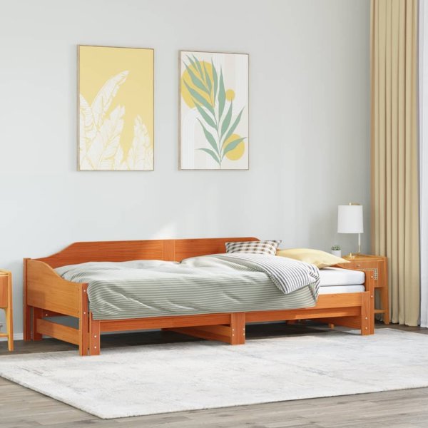 vidaXL Mosxareto rozsunomeno lozko, woskowy braz, 90x200 cm, sosnowo drevo