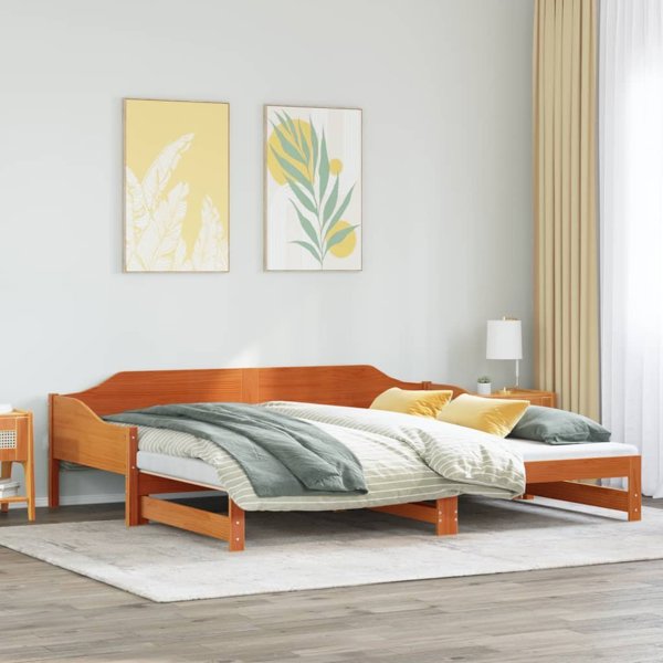 vidaXL Mosxareto rozsunomeno lozko, woskowy braz, 90x200 cm, sosnowo drevo
