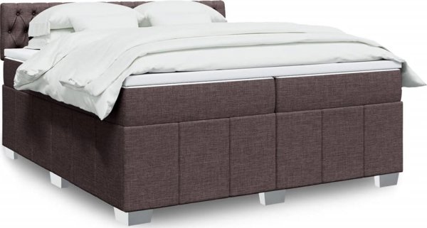 vidaXL Κρεβάτι Continental με Στρώμα Καφέ, Υφασμάτινο, 200x200 εκ.