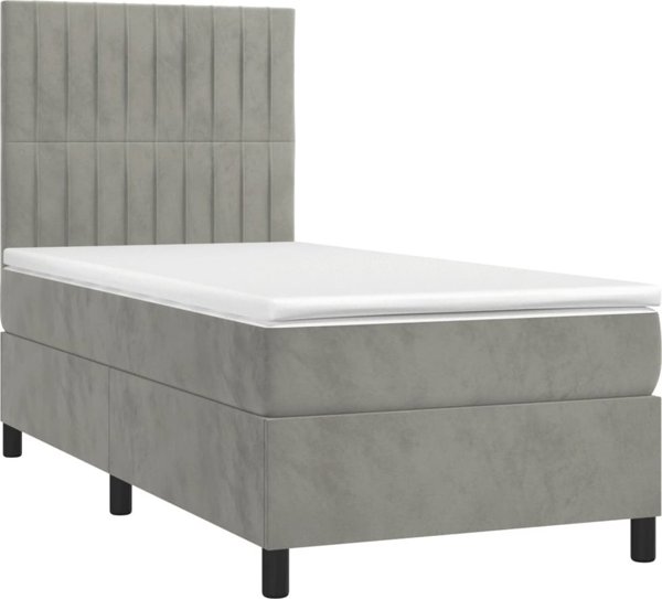 vidaXL Lowzko kontynentalne z materacem jasnoszare aksamit 80x200 cm