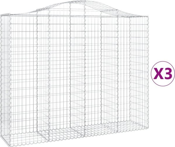 vidaXL Γκαμπιονικά καλάθια, 3 τεμ, 200x50x160/180 cm, γαλβανισμένος σίδηρος