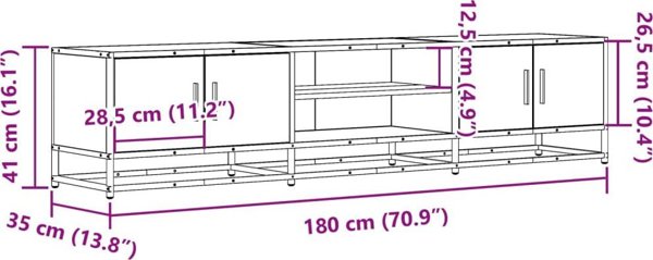 Έπιπλο TV Sonoma Δρυς 180x35x41 cm από Ξυλοπαραγωγικό Υλικό