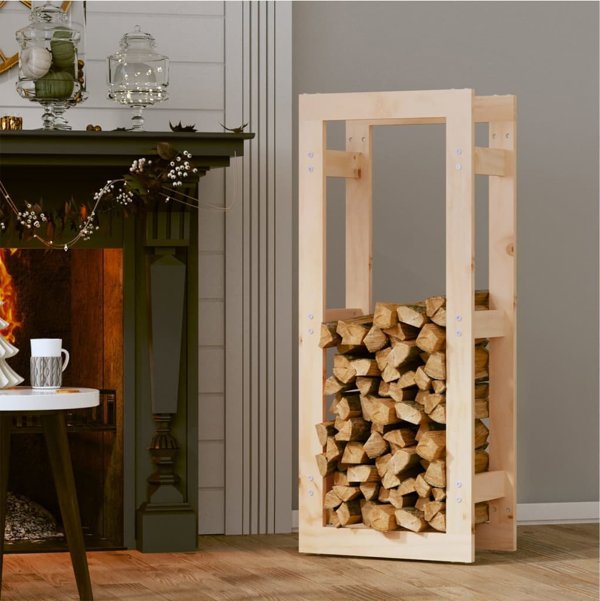 vidaXL Σταντ για καυσόξυλα, 41x25x100 εκ., από συμπαγές πεύκο