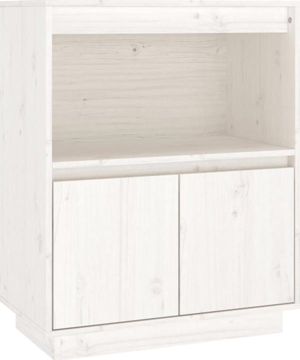 vidaXL Ντουλάπι, λευκό, 60x34x75 εκ, μασίφ ξύλο πεύκου