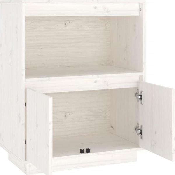 vidaXL Ντουλάπι, λευκό, 60x34x75 εκ, μασίφ ξύλο πεύκου