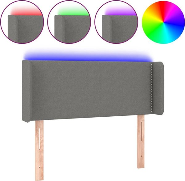 vidaXL Κεφαλάρι κρεβατιού με LED, σκούρο γκρι, 83x16x78/88 cm, ύφασμα