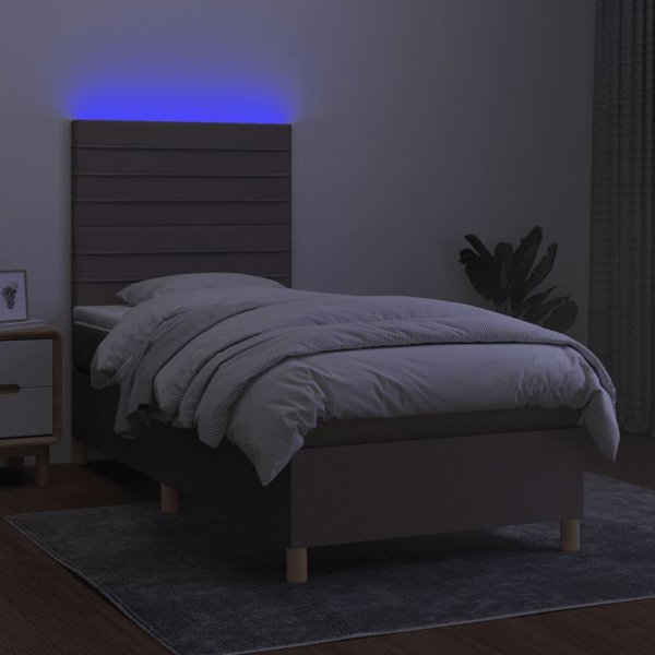 vidaXL Κρεβάτι κοντινεντάλ με στρώμα, taupe, 100x200 cm, ύφασμα