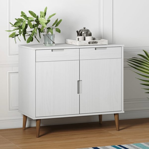 vidaXL Ντουλάπι, λευκό, 90x40x80 εκ, μασίφ πεύκο