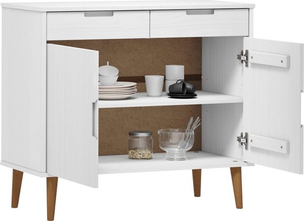 vidaXL Ντουλάπι, λευκό, 90x40x80 εκ, μασίφ πεύκο