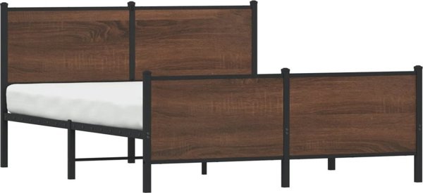 vidaXL Μεταλλική βάση κρεβατιού, χωρίς στρώμα, καφέ δρυς, 150x200 cm
