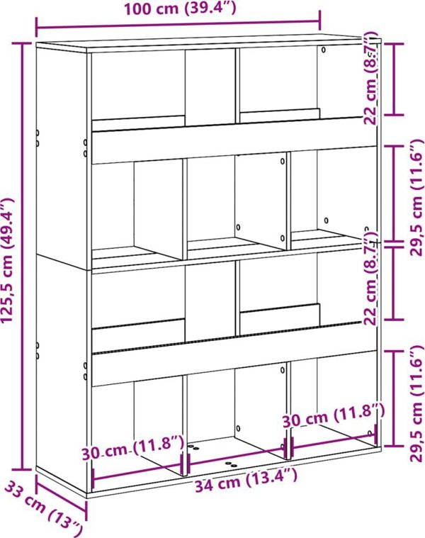 vidaXL Ράφι σε χρώμα Sonoma γκρι δρυς, 100x33x125,5 εκ.