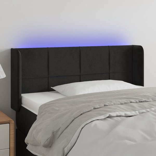 vidaXL Zaglowek do lotka me to LED, czarny, 93x16x78/88 cm, aksamit