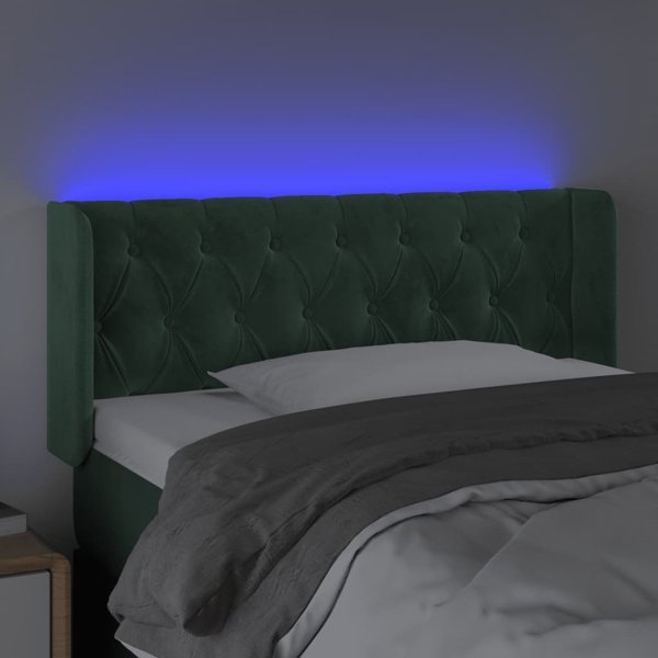 vidaXL Κεφαλάρι κρεβατιού με LED, σκούρο πράσινο, 103x16x78/88 εκ., βελούδινο