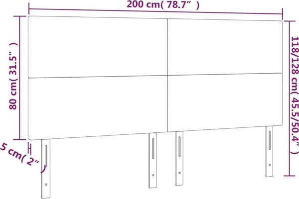vidaXL Zaglowek do lozka z LED, ciemnoniebieski, 200x5x118/128 cm