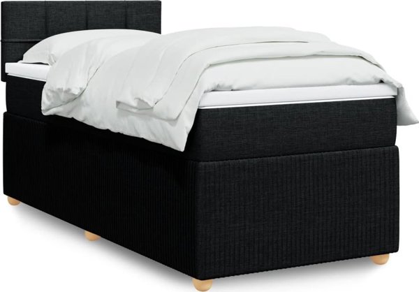vidaXL Κρεβάτι Continental με στρώμα, μαύρο, ύφασμα 90x190 cm