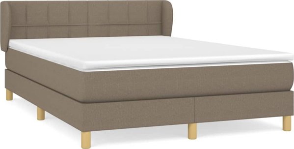 vidaXL Κρεβάτι Continental με Στρώμα, Taupe, Υφασμάτινο, 140x200 εκ.