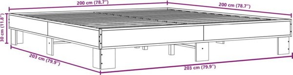 vidaXL Πλαίσιο κρεβατιού, καφέ δρυς, 200x200 εκ., ξύλινο σύνθετο υλικό