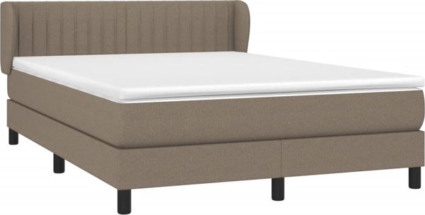 Κρεβάτι κοντινενταλ vidaXL με στρώμα taupe ύφασμα 140x200 εκ.