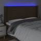 vidaXL Κεφαλάρι κρεβατιού με LED, σκούρο καφέ 203x16x118/128 cm, ύφασμα