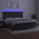 vidaXL Λιτό Κρεβάτι Continental με Στρώμα και LED, Γκρι Βελούδο, 200x200 cm