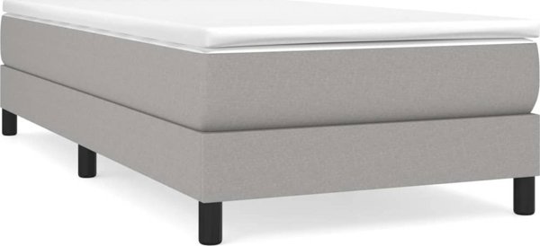 vidaXL Κρεβάτι continental, ανοιχτό γκρι, με υφασμάτινη επένδυση, 90x190 εκ.