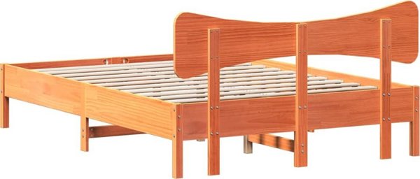 vidaXL Rama κρεβατιού χωρίς στρώμα, κηρωμένο καφέ, 120x190 εκ., πεύκο