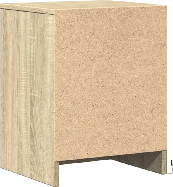 vidaXL Κομοδίνα με φωτισμό LED, 2 τεμάχια, Sonoma δρυς, ξύλινο υλικό