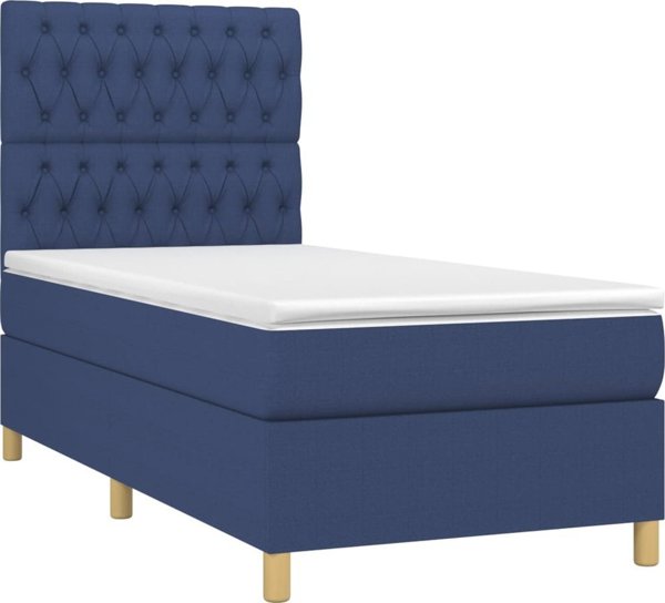 vidaXL Κρεβάτι Continental με Στρώμα, Μπλε, 100x200cm, Υφασμάτινο