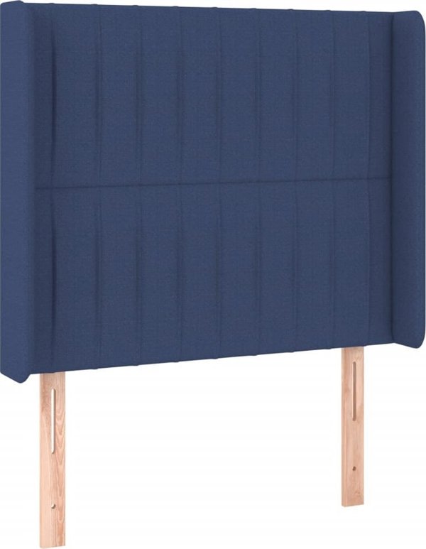 vidaXL Κρεβάτι kontynentalne με στρώμα, μπλε ύφασμα, 90x200 εκ.