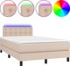 vidaXL Κρεβάτι Κοντινεντάλ με Στρώμα και LED, Cappuccino, 120x200 εκ.