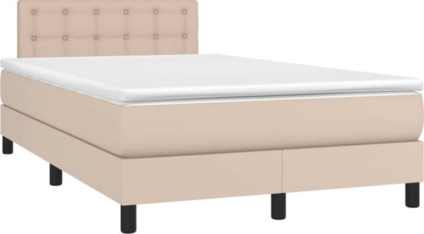 vidaXL Κρεβάτι Κοντινεντάλ με Στρώμα και LED, Cappuccino, 120x200 εκ.