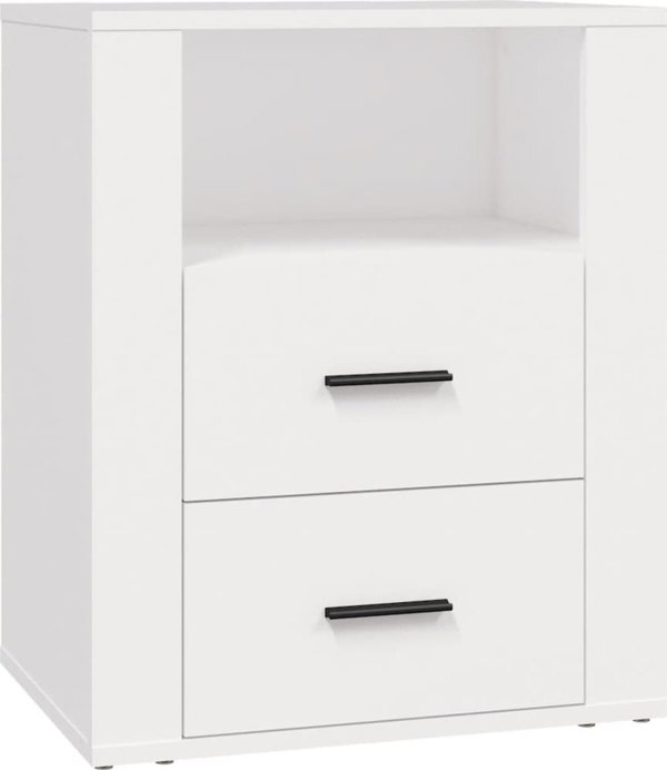 vidaXL Λευκό κομοδίνο, 50x36x60 εκ., ξυλοποιο υλικό