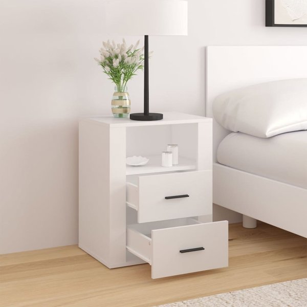 vidaXL Λευκό κομοδίνο, 50x36x60 εκ., ξυλοποιο υλικό